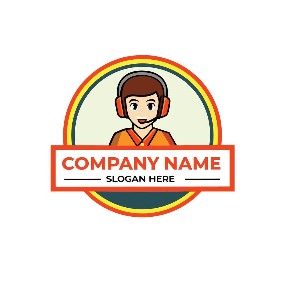 a logo for a call center funny character vector