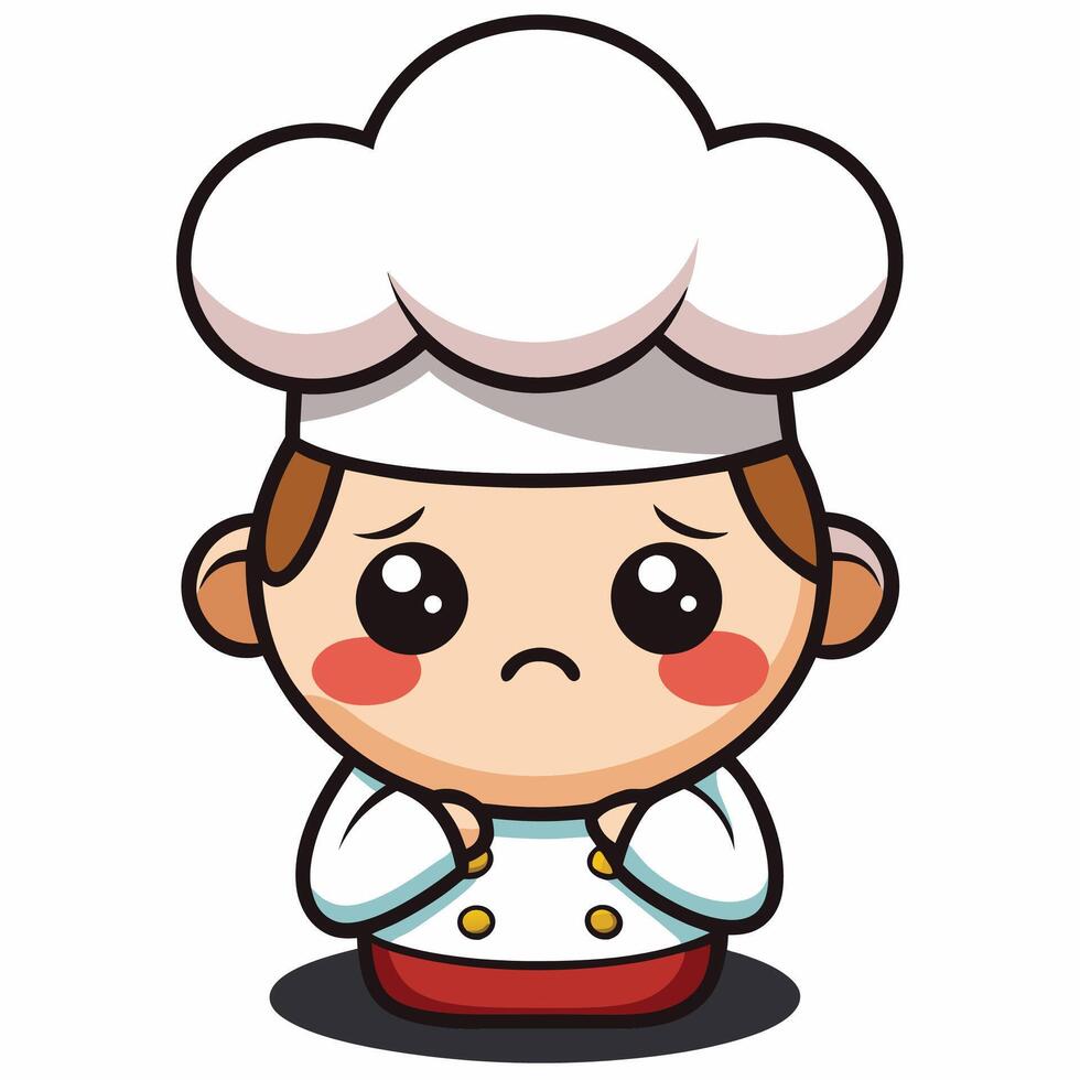 a cartoon chef with a sad expression vector