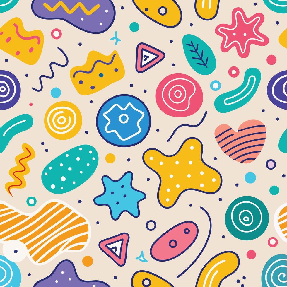 seamless pattern with colorful shapes shapes, vector