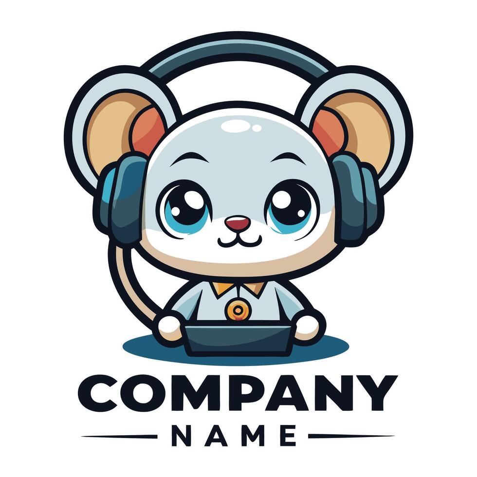 a cartoon mouse wearing and holding a microphone vector