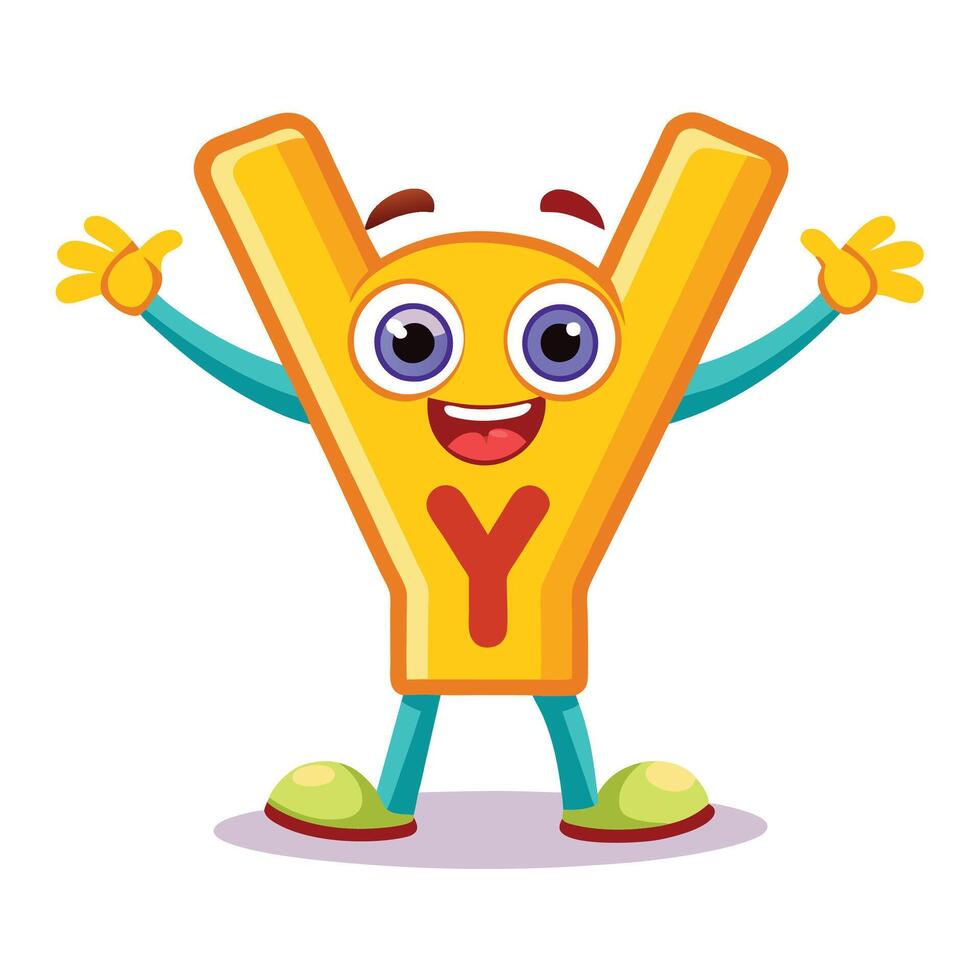a cartoon letter y with arms and legs vector