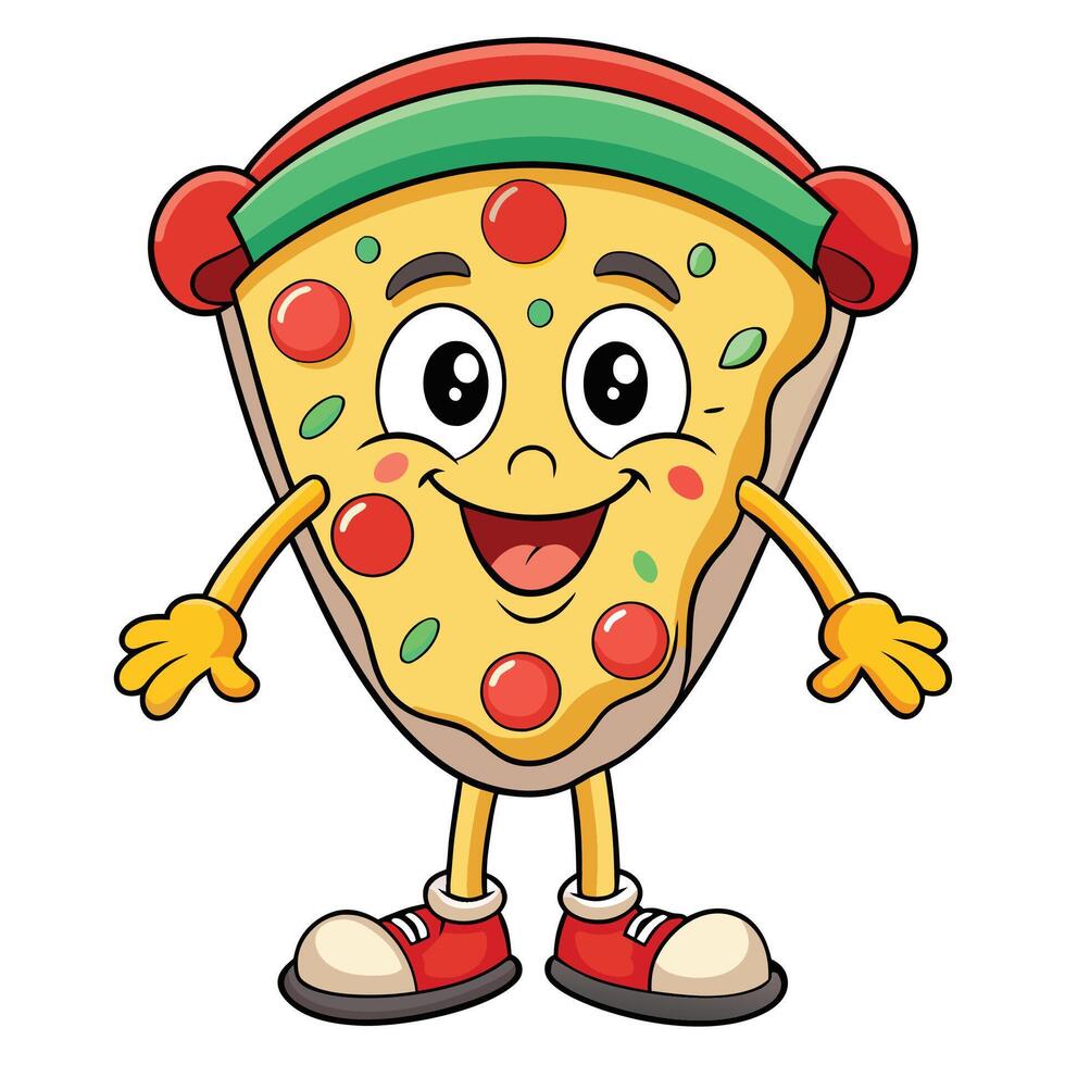 pizza slice character funny character illustration vector
