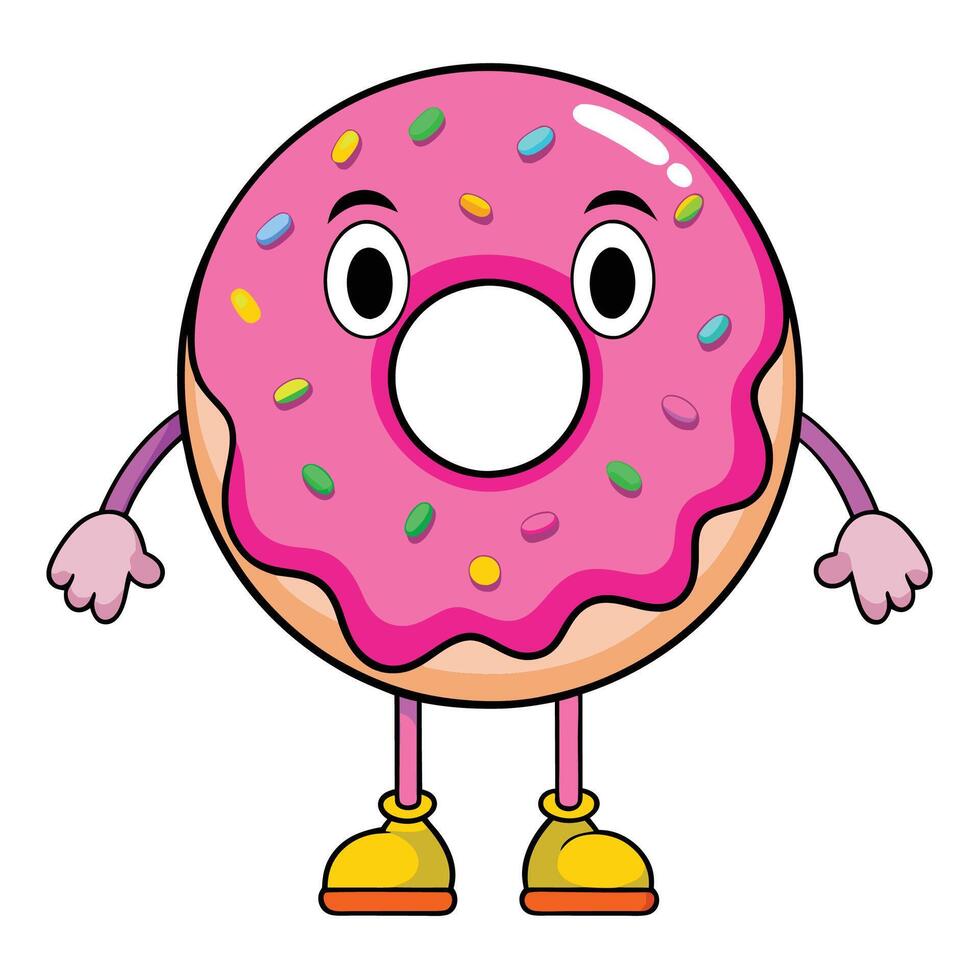 a cartoon donut character with arms and legs. vector