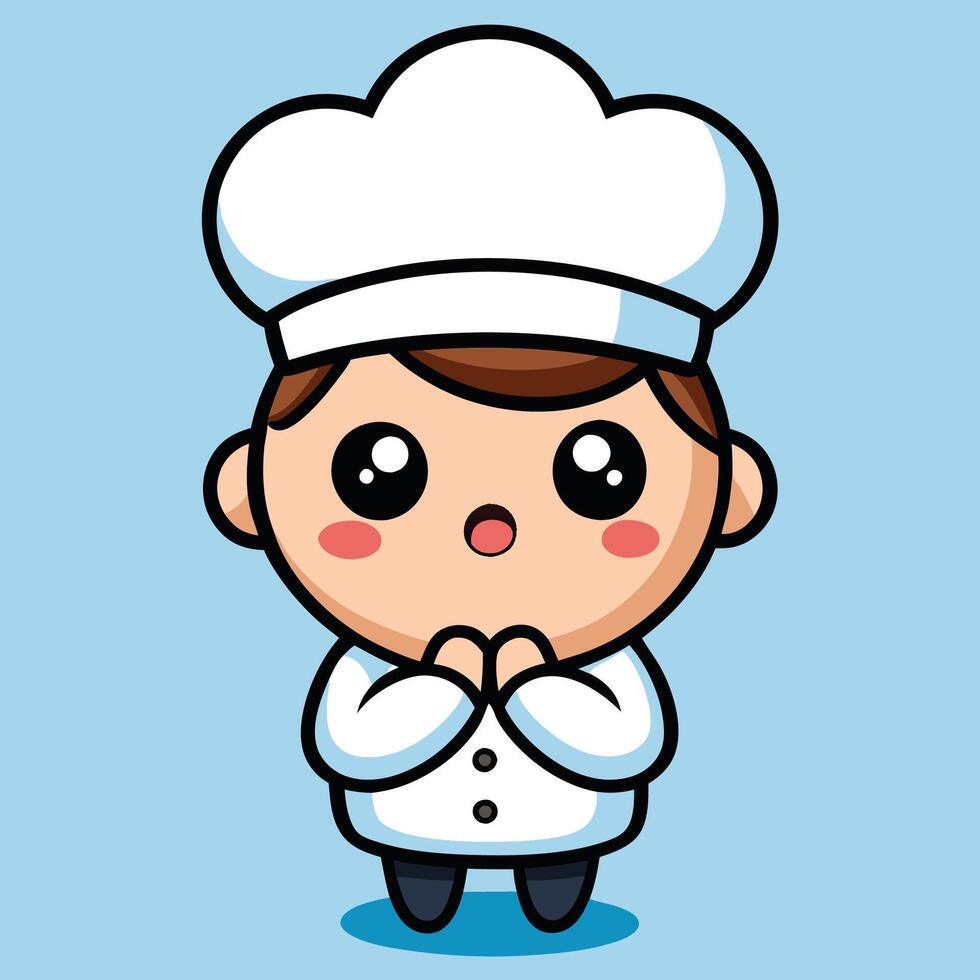 cartoon chef with hands folded and eyes closed vector