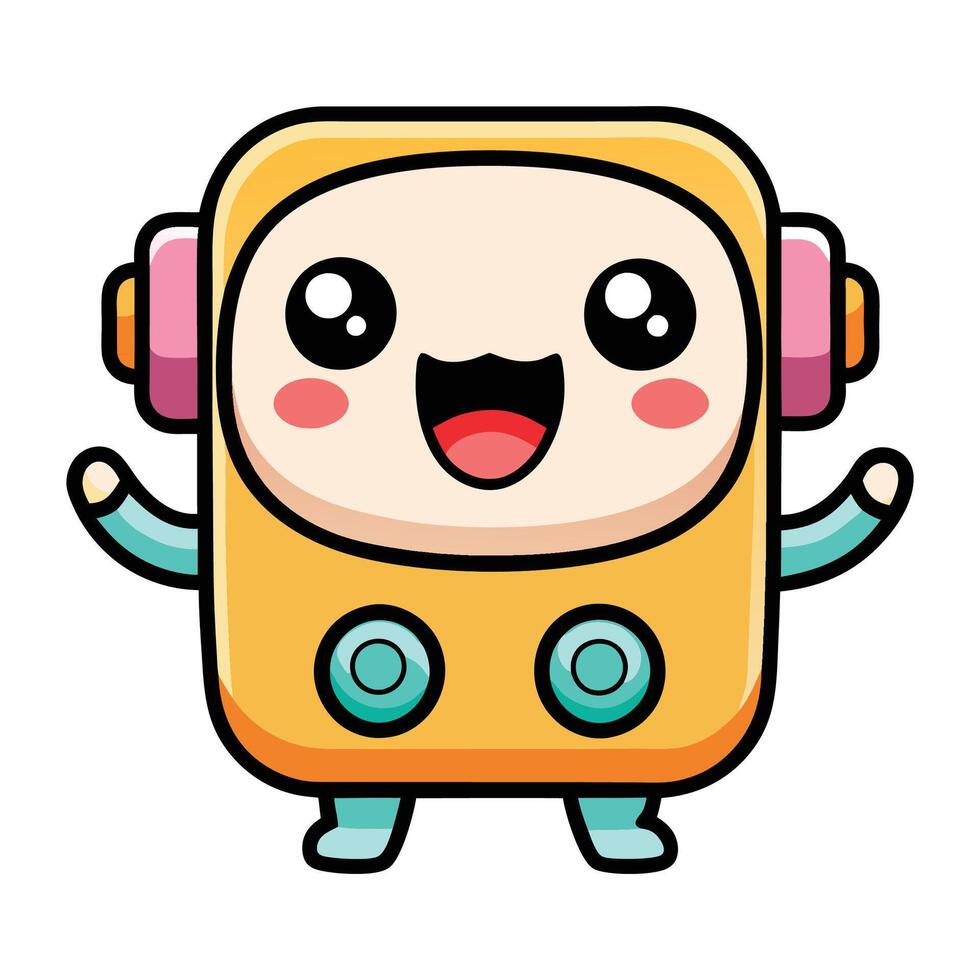 cute robot white background illustration, vector