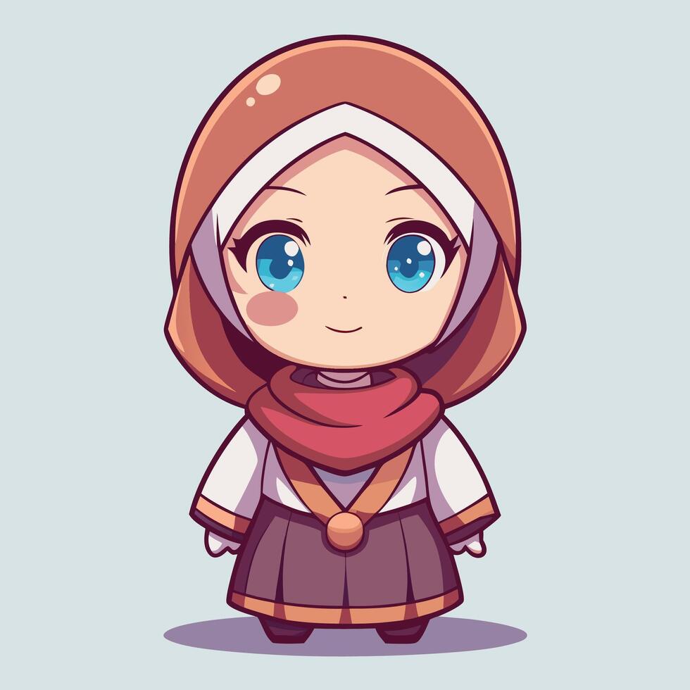 cartoon character of a girl in a hijab vector
