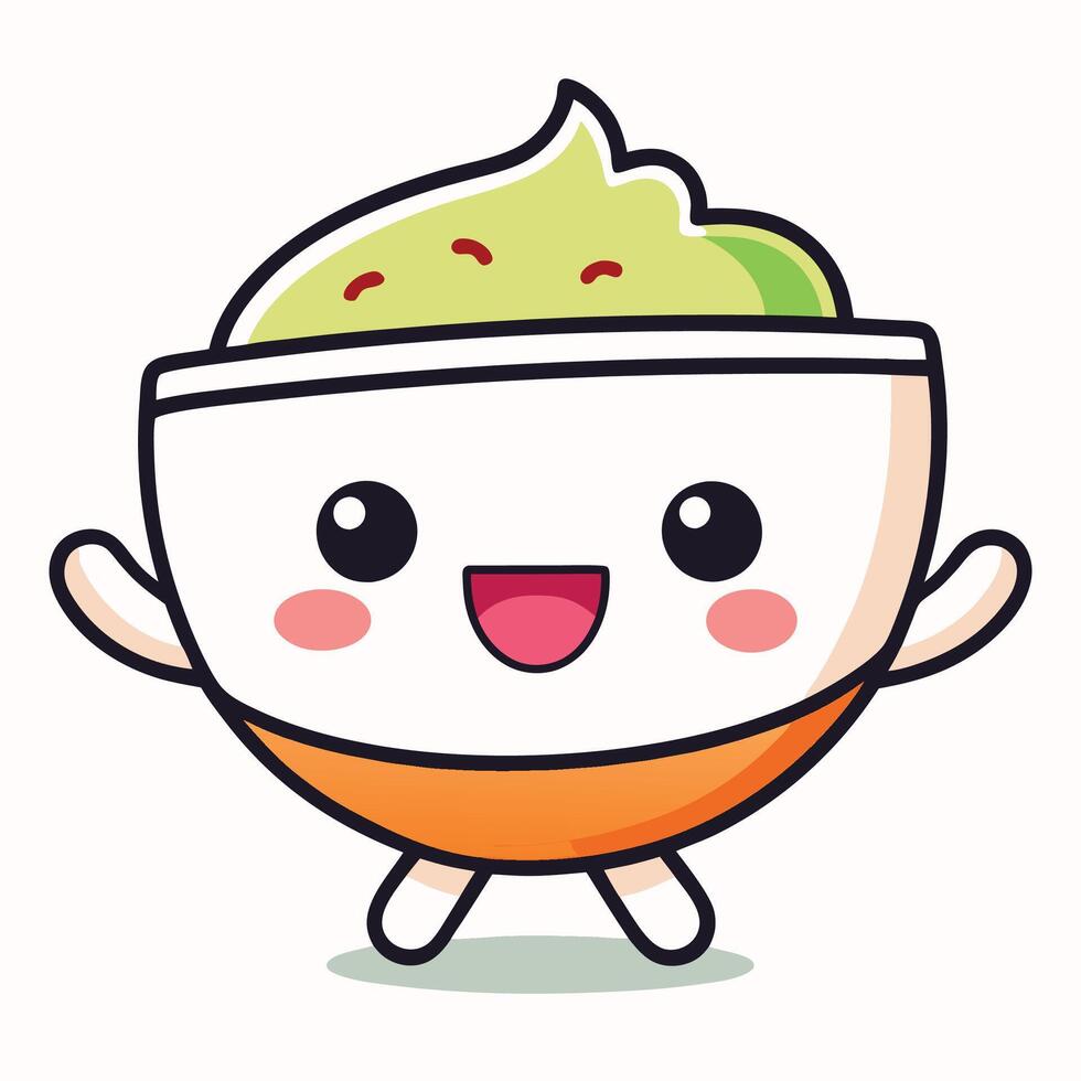 a cartoon bowl with green sauce and a smile vector