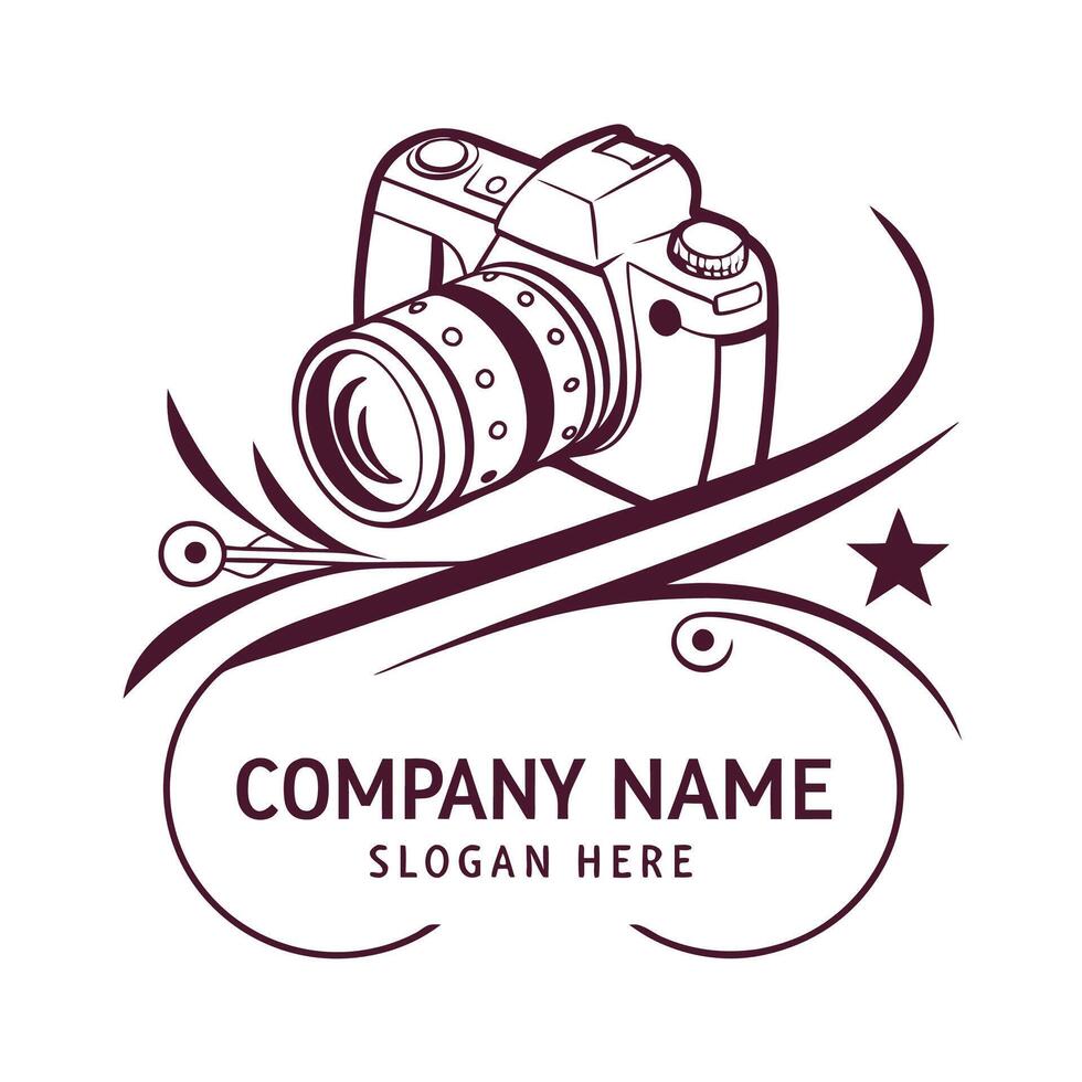 a camera logo design with a star and a star vector