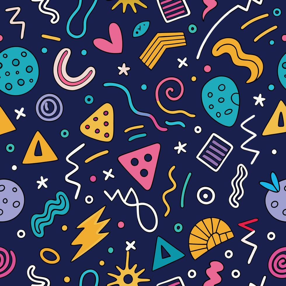 seamless pattern beautiful background with colorful retro icons vector
