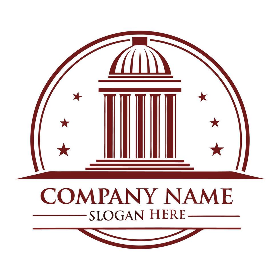 the logo for a company with a building in the center vector