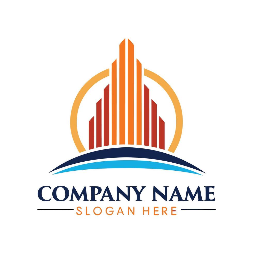 a logo for a company that is made up of a building vector