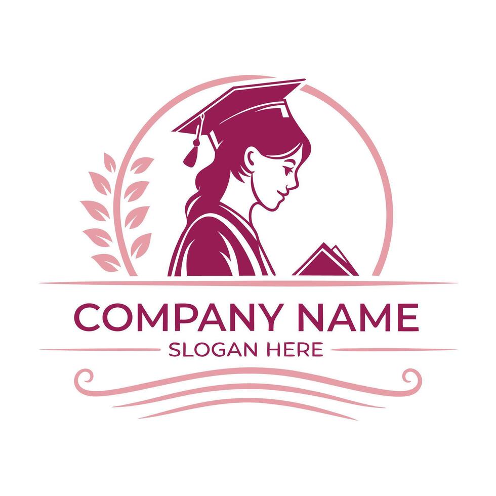 a woman in a graduation cap and gown logo vector
