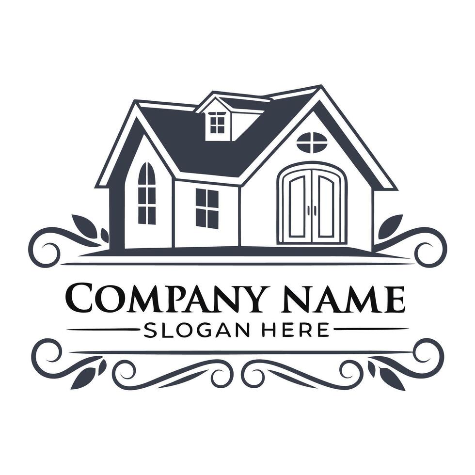 a house logo with a window and door vector