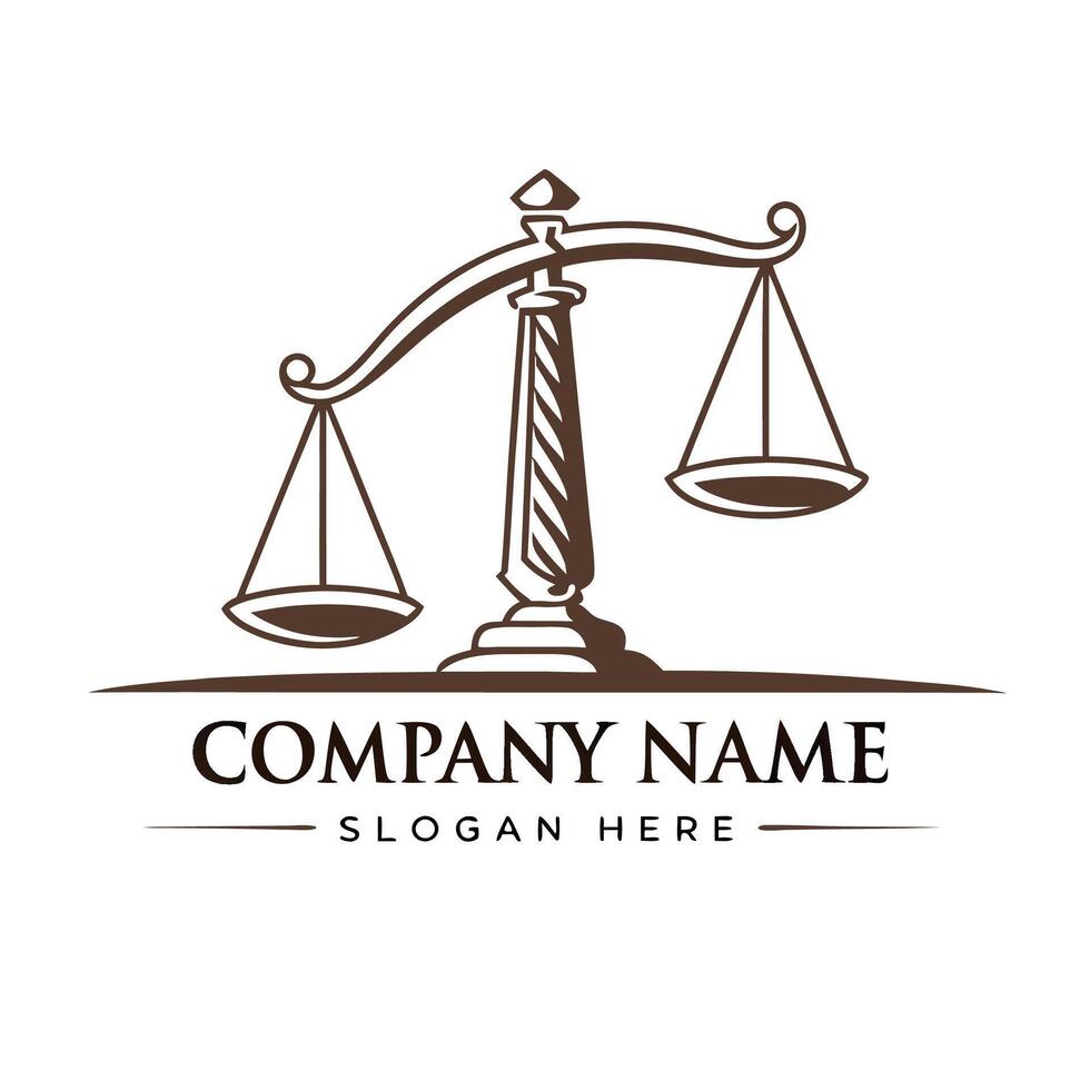 lawyer logo design with scales of justice white background vector