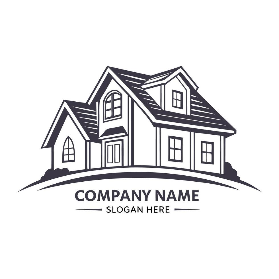 a house logo with a black and white image white background vector