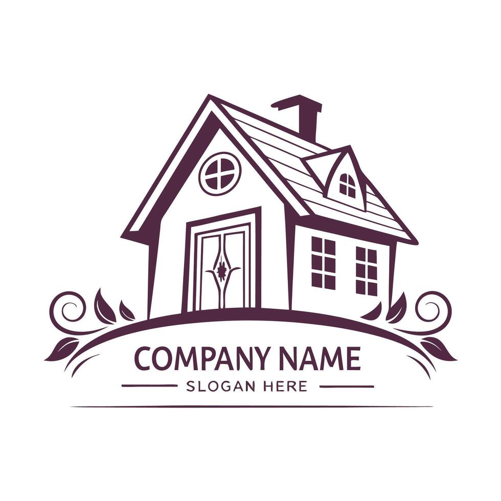 a house logo with a window and door beautiful logo vector