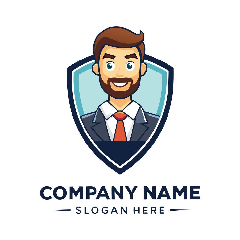 a man in a suit and tie logo design, vector