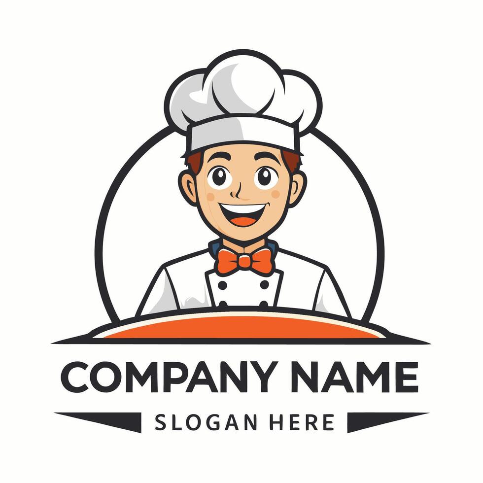 white background chef logo template illustration vector
