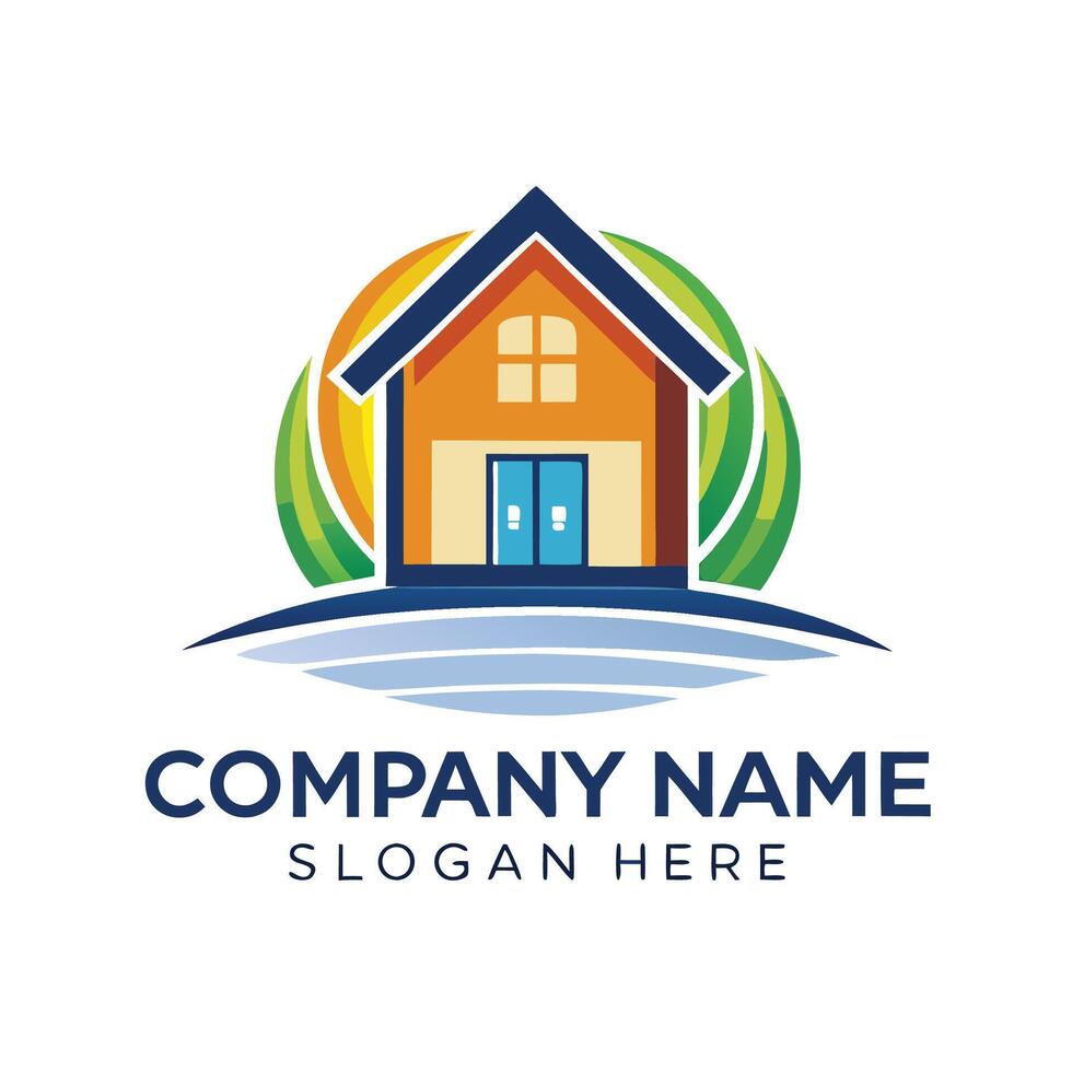 house template illustration beautiful logo vector