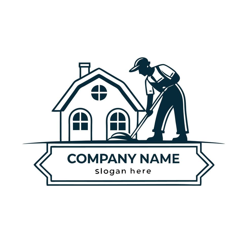 cleaning the house logo design vector