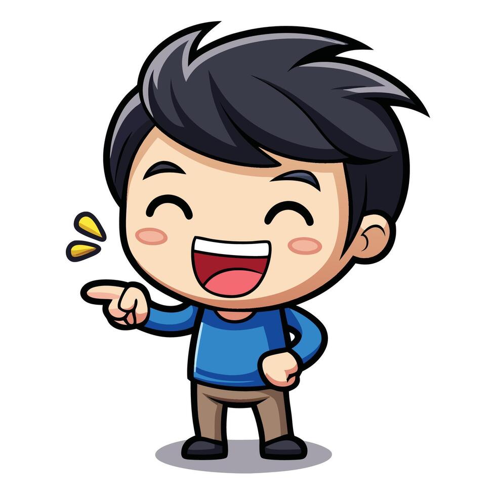 cartoon man pointing at something cute kids vector