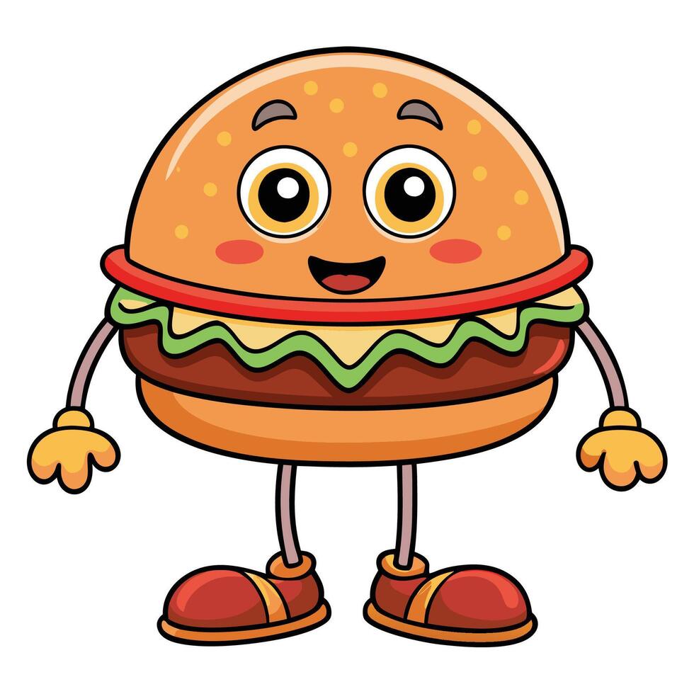 a hamburger character with arms and legs, vector