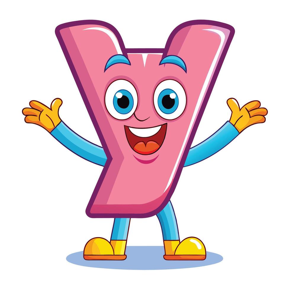 a cartoon letter y character with arms outstretched vector