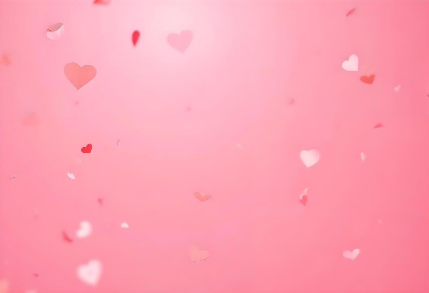 pink background with hearts falling from the sky photo