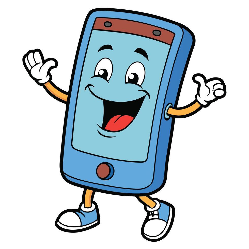 mobile phone cartoon character vector