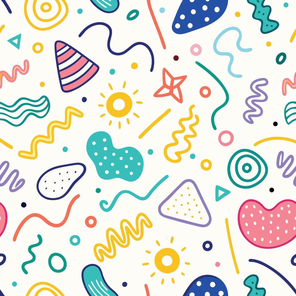 seamless pattern with colorful beautiful background shapes and lines, vector