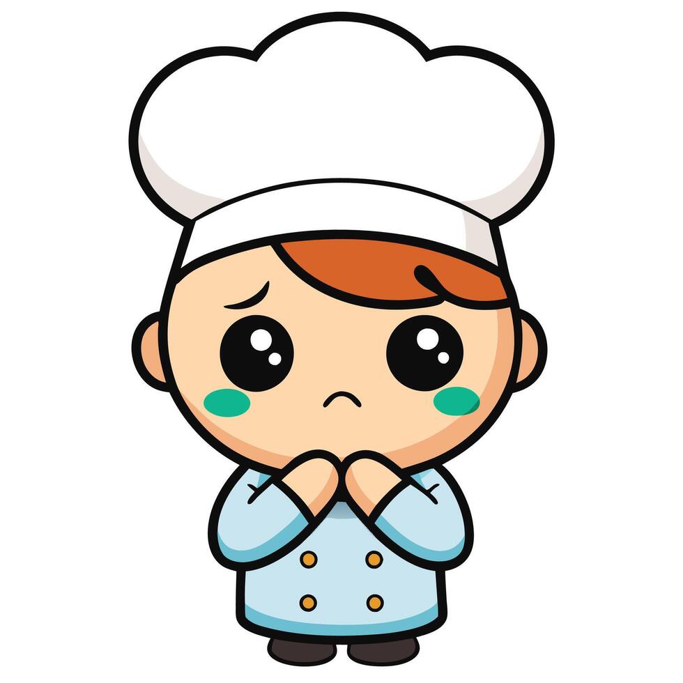 a cartoon chef with his hands folded in front of him vector