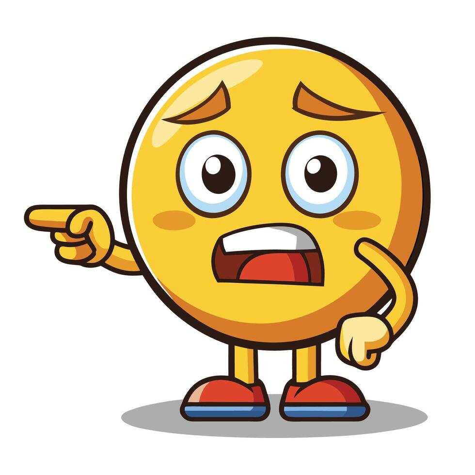 emoticon character face pointing at something, vector