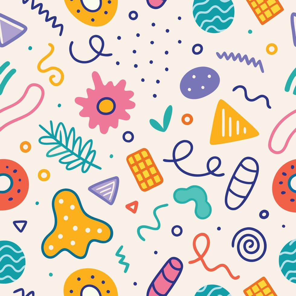 seamless pattern shapes white background vector