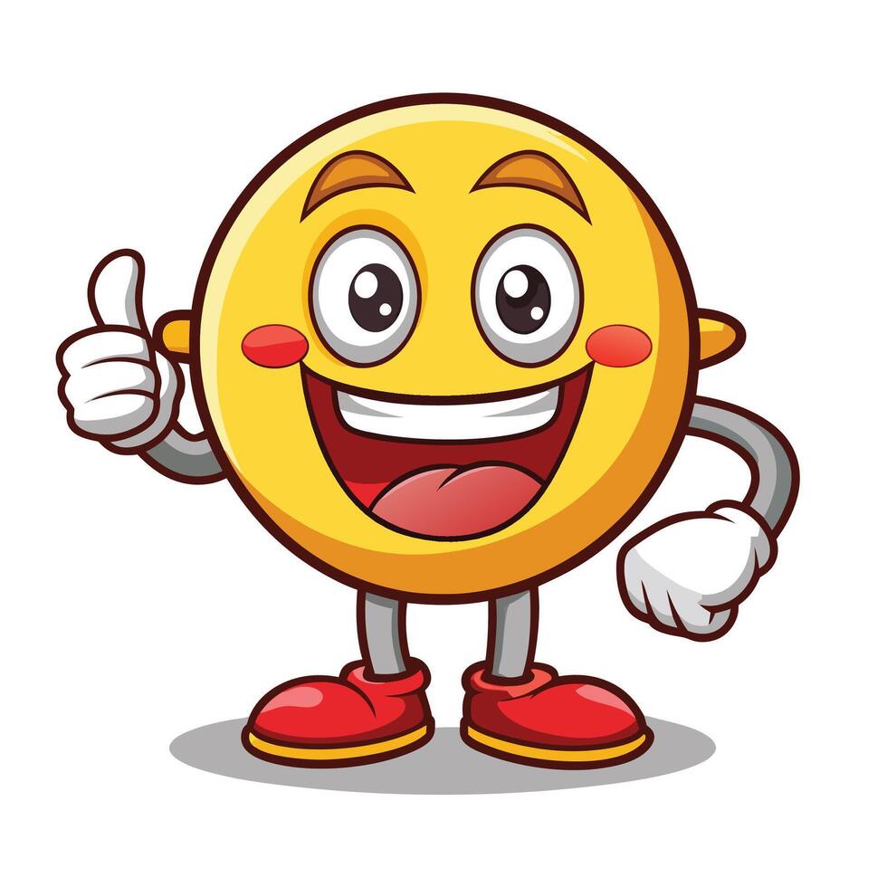 emoticon character thumbs up white background vector