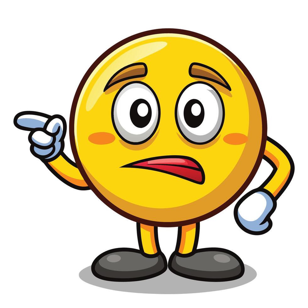 emoticon character with sad face pointing funny character vector