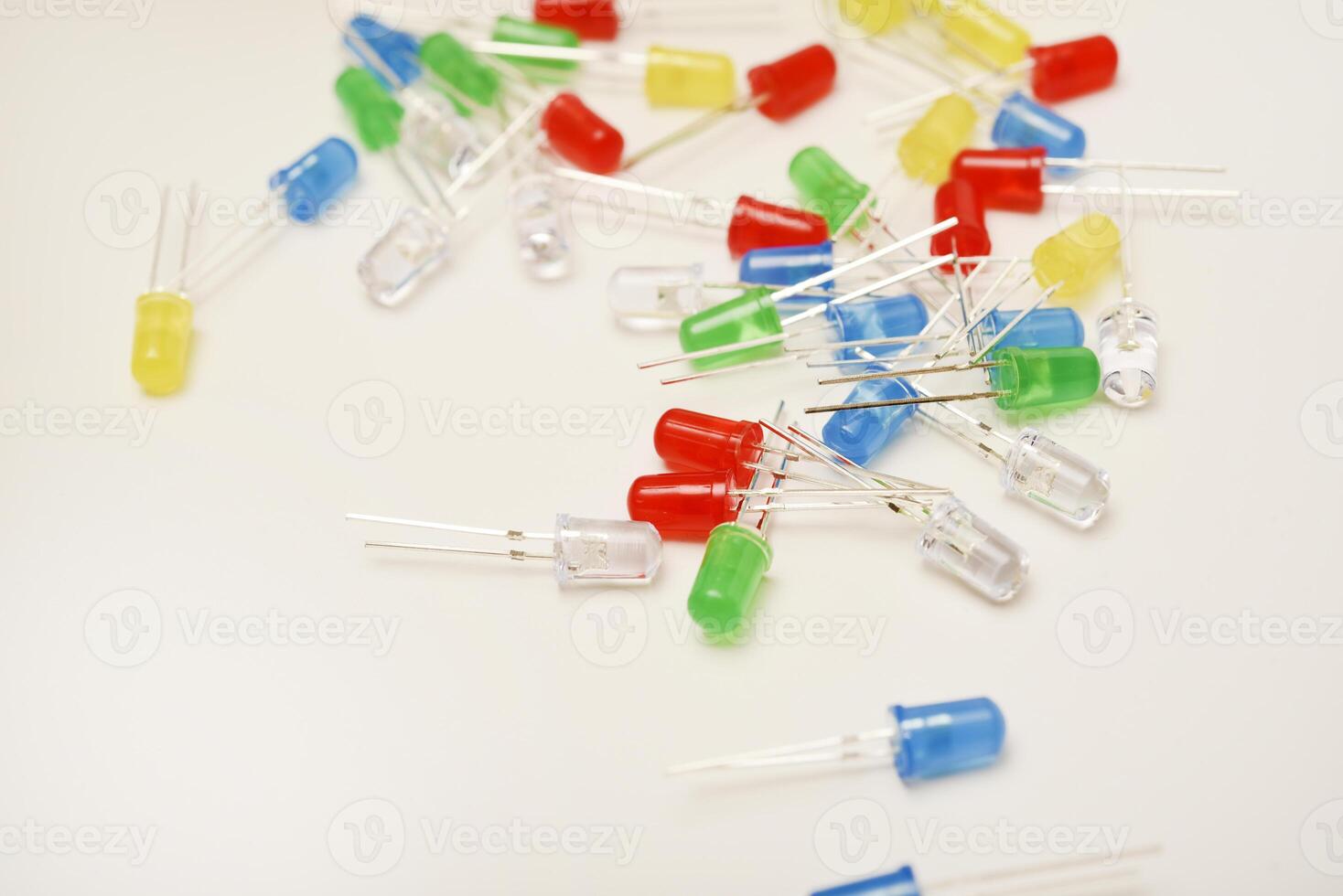 A set LEDs. The LEDs are in on a white background. A set of diodes. photo
