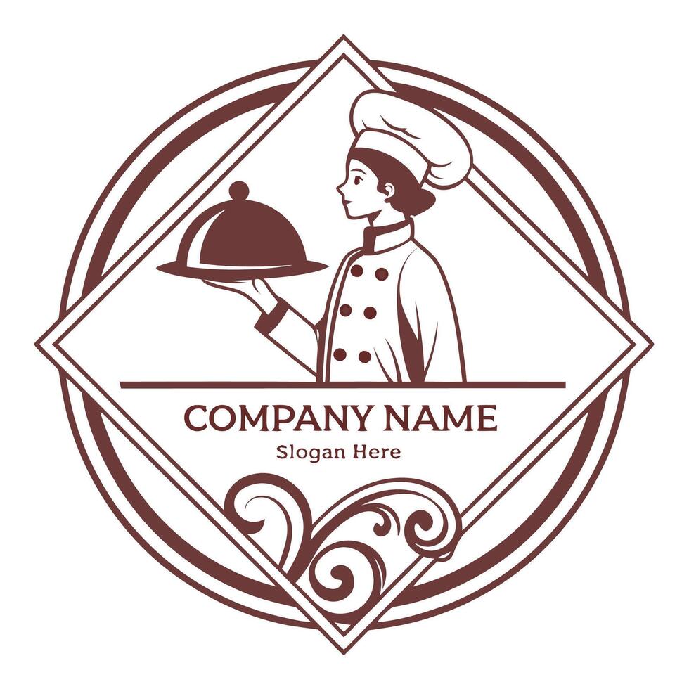 chef with tray white background vector