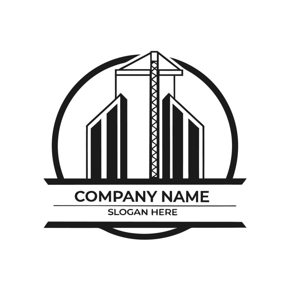 a black and white logo for a construction company vector