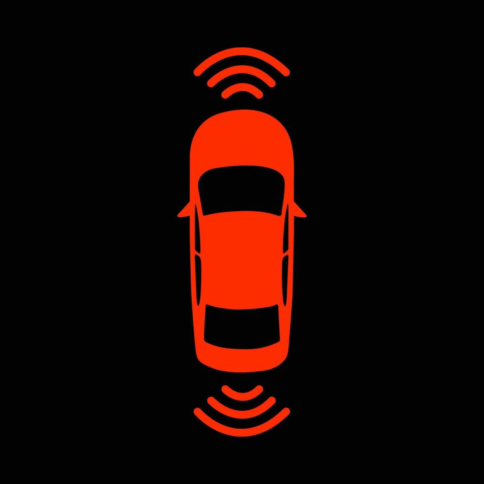 car parking sensor rear or front road view, parking radar, simple sign of car dashboard light vector