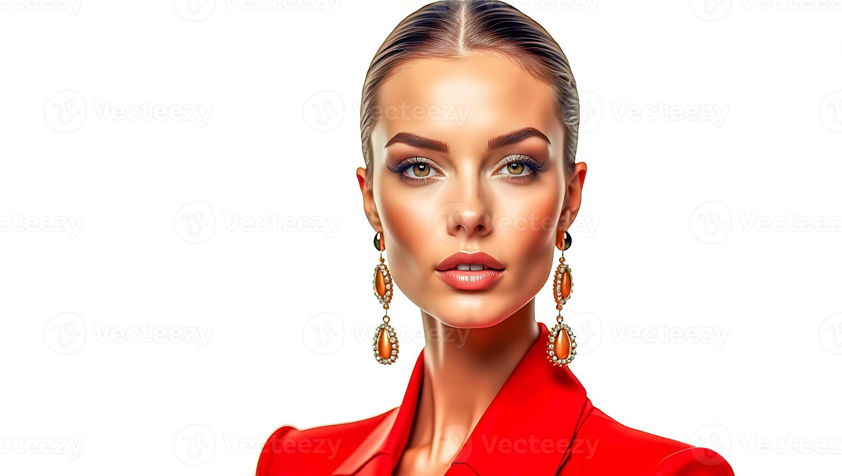 Classy Female Model with Radiant Skin and Bold Earrings photo