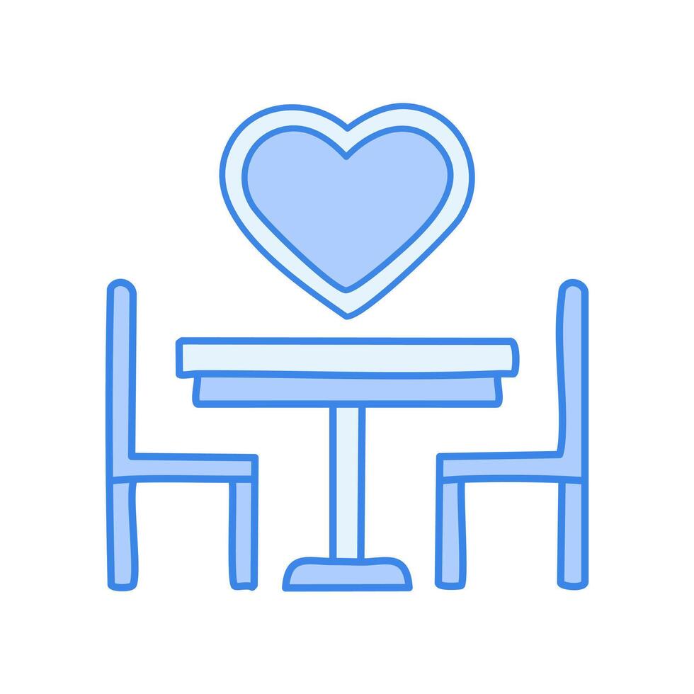 Table and chairs with heart flat icon for infographic, website or app. vector