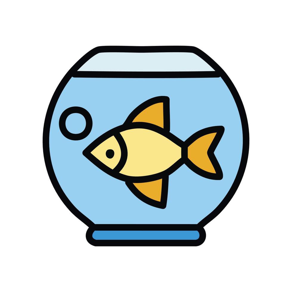 Fish in aquarium illustration, filled design icon editable outline. vector