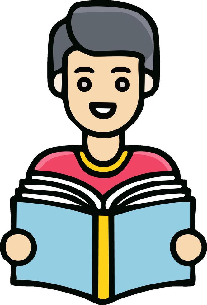 man reading book isolated icon illustration designicon illustration graphic design vector