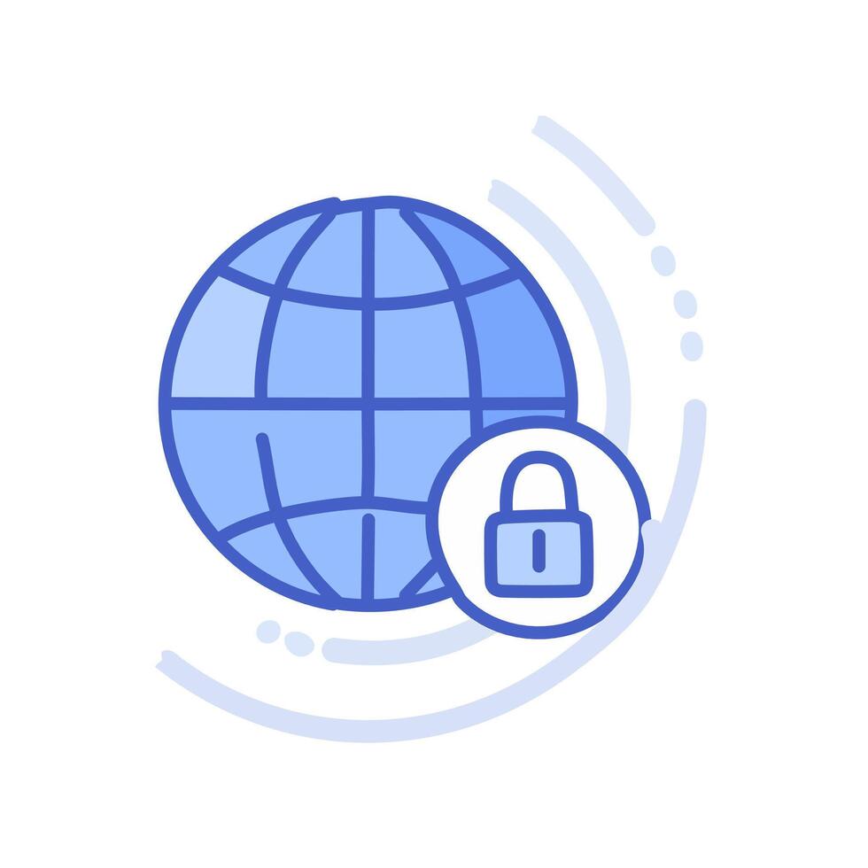 Globe and padlock icon isolated on white background for your web and mobile app design vector