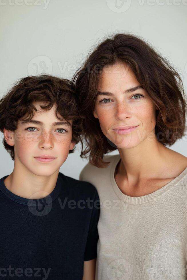 Portrait of a mother and son. mothers Day photo