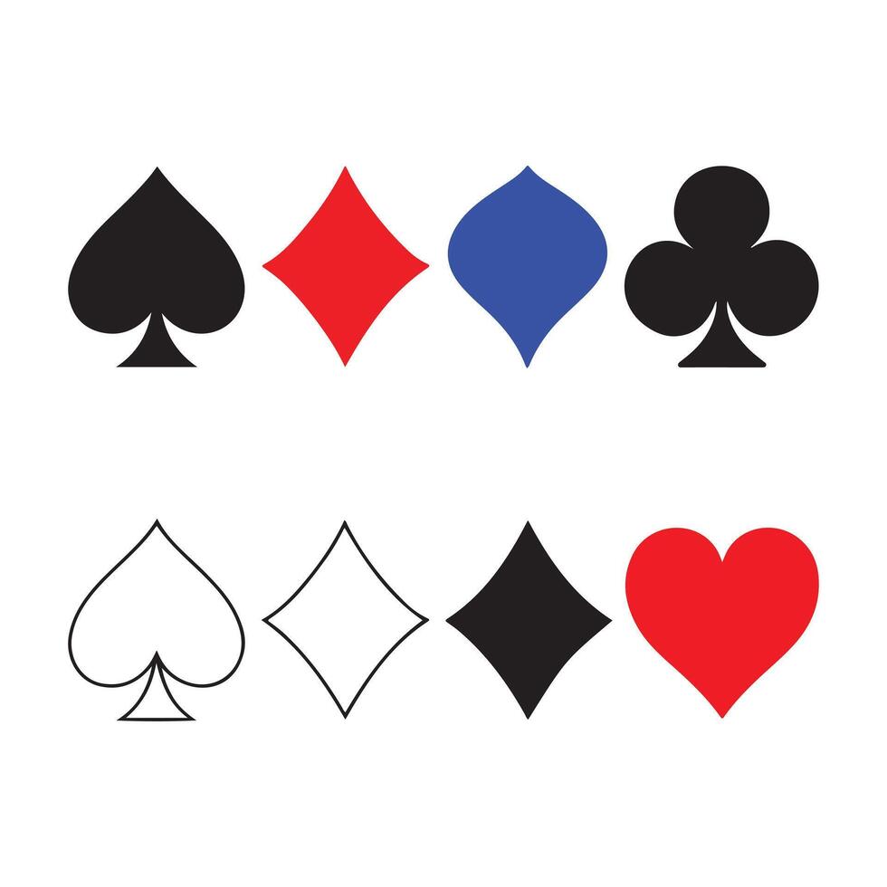 Colorful Playing Card Suits Isolated on White Background vector