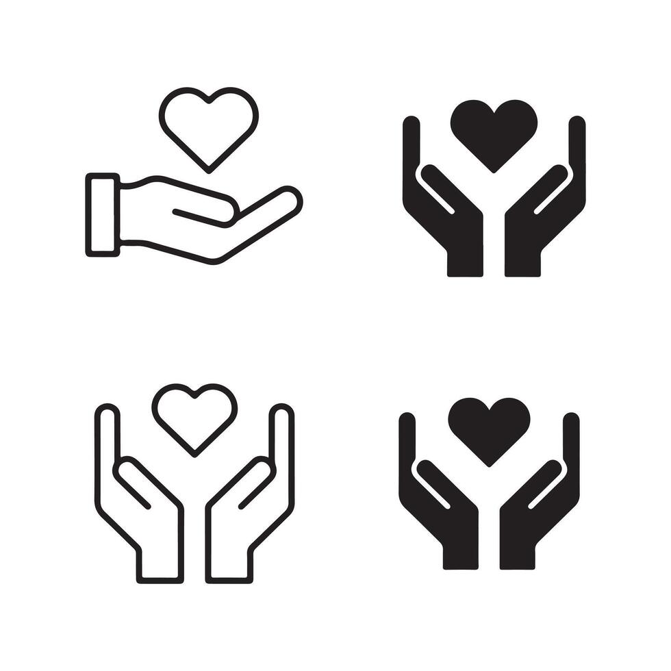 Heart in Hands Icon set vector