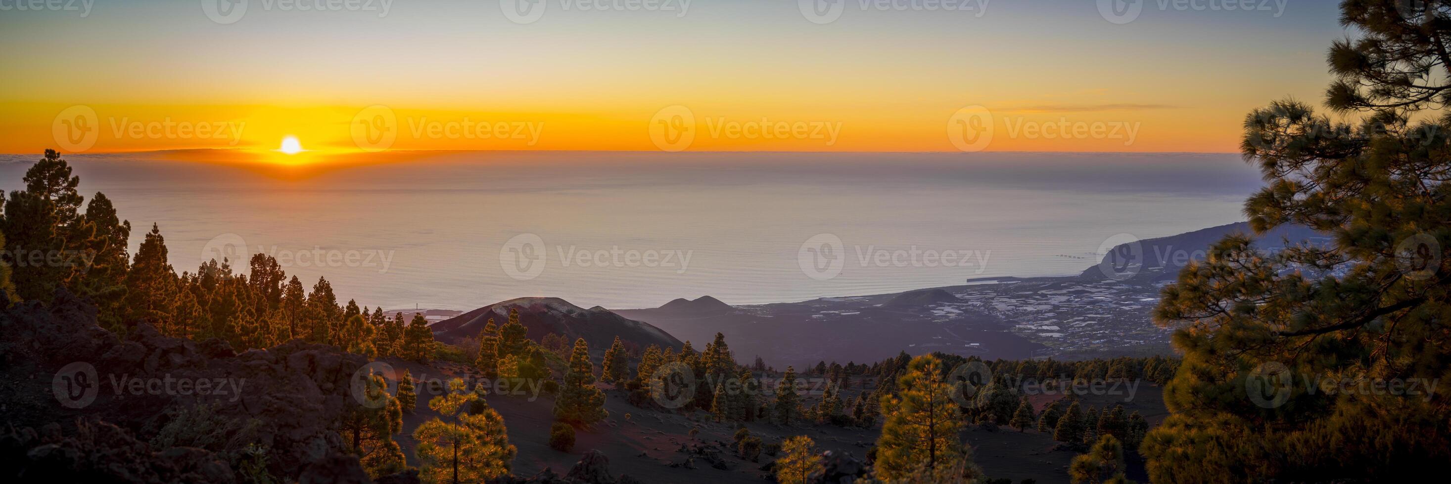 Sunset viewpoint landscape on La Palma, part of Canary Islands of Spain photo
