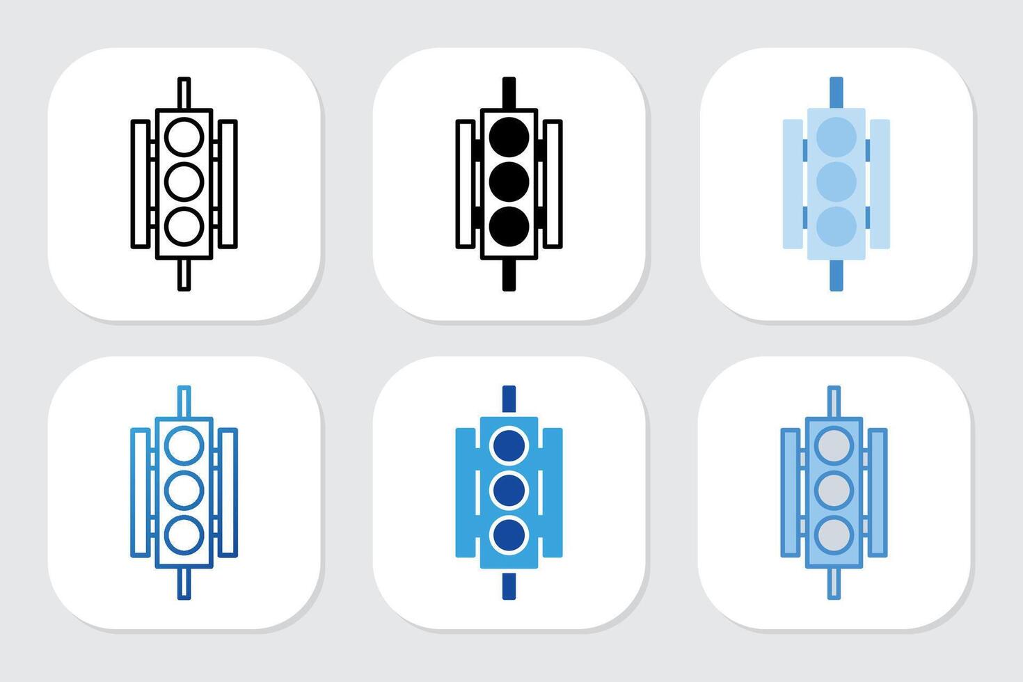 traffic lamp icons with various design styles vector
