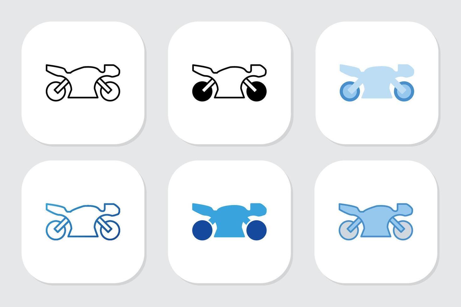 Motorcycle icons with various design styles vector